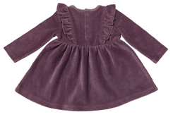baby jurk met ruffle rib velours paars paars - 1000029127 - HEMA