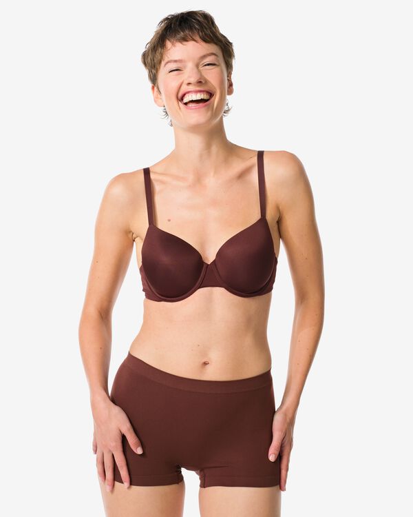 boxer femme sans couture microfibre marron fonc&eacute; - 19601624DARKBROWN - HEMA