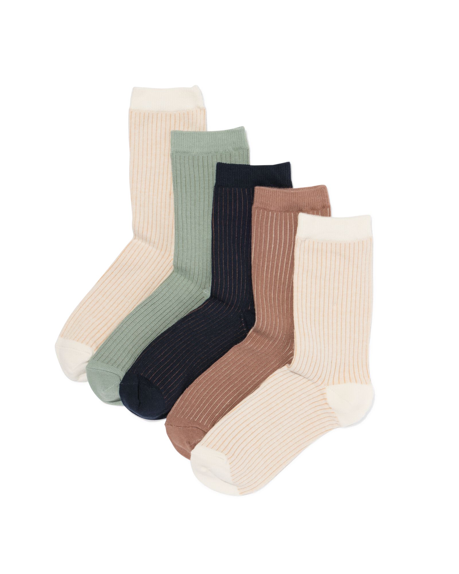 chaussettes femme &agrave; rayures - 5 paires beige beige - 4280625BEIGE - HEMA