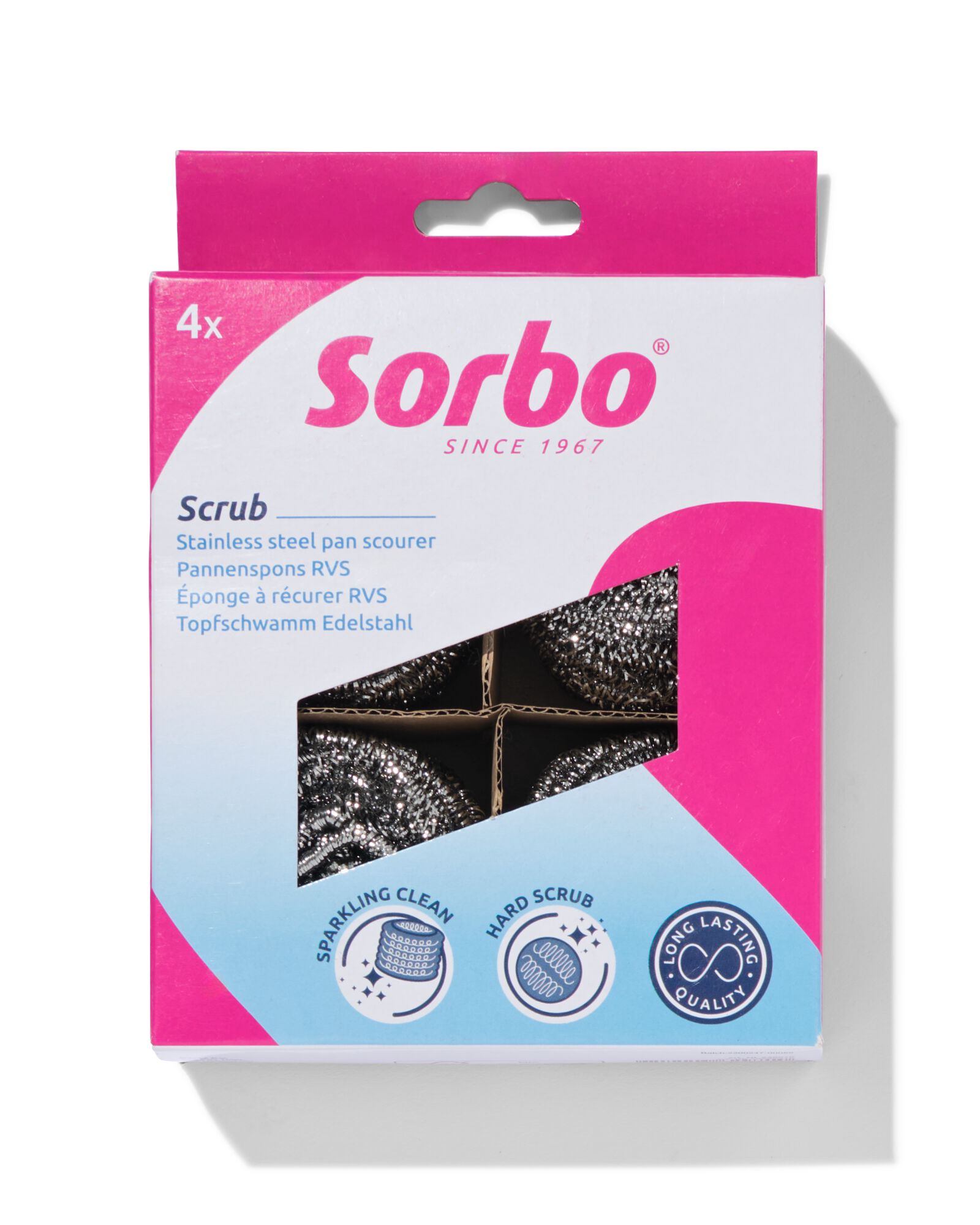 &eacute;ponges en acier inoxydable Sorbo - 4 pi&egrave;ces - 70100011 - HEMA