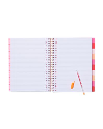 cahier &agrave; spirale A4 lign&eacute; &agrave; rayures rouges et roses - 14100246 - HEMA