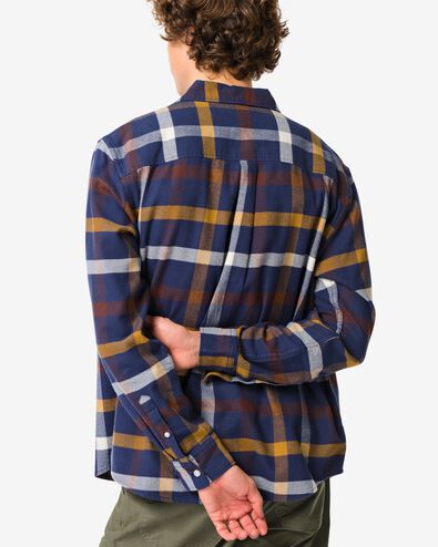 herenoverhemd Maurice flanel ruiten donkerblauw donkerblauw - 2170820DARKBLUE - HEMA