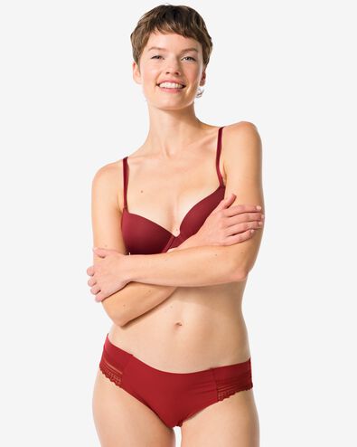 dames brazilian micro met kanten inzet donkerrood - 19641435DARKRED - HEMA