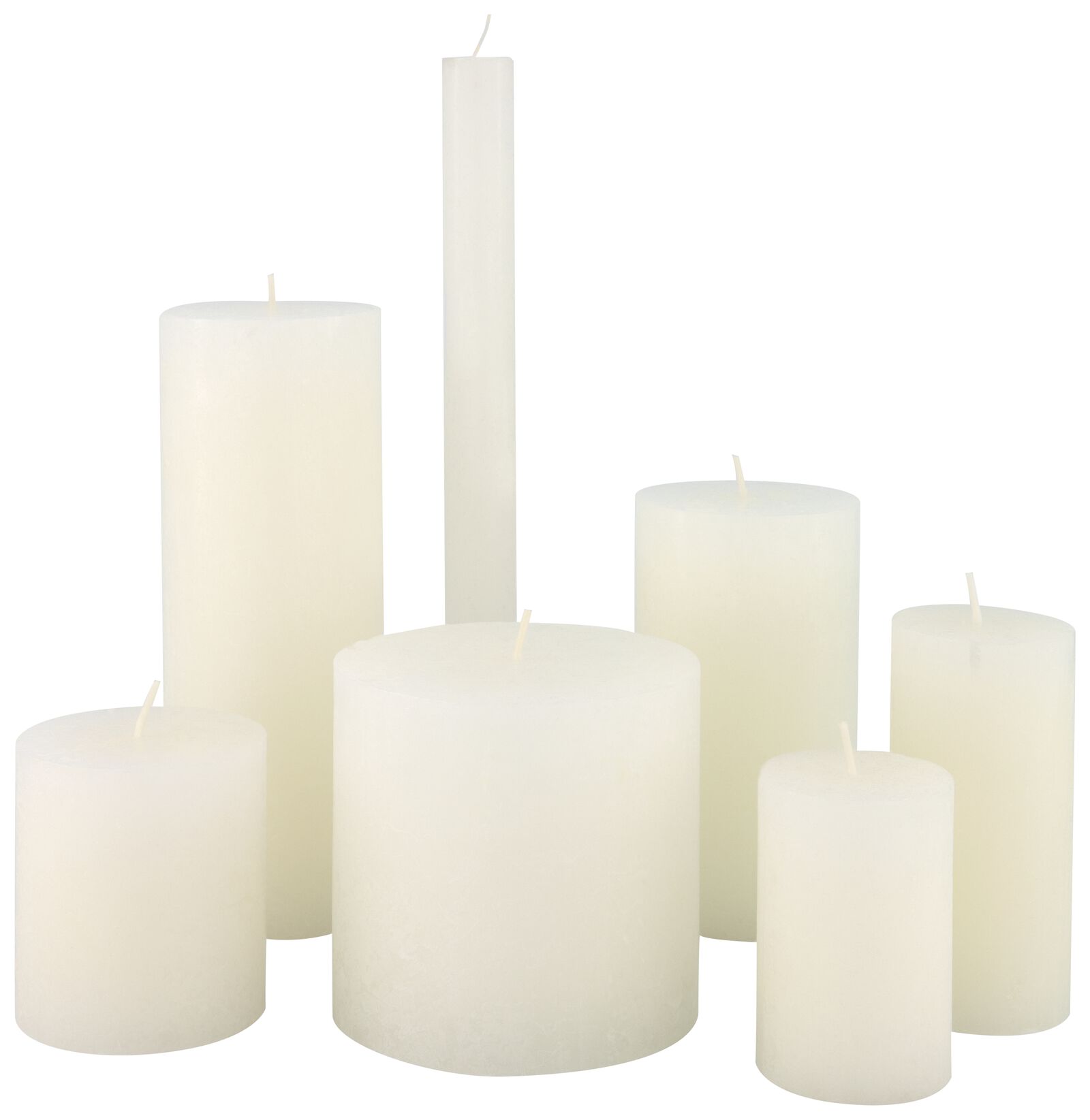 Kerzen, rustikal wei&szlig; wei&szlig; - 1000015386 - HEMA