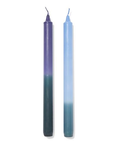 bougies longues ⌀2,2x25cm d&eacute;grad&eacute; de couleurs bleu - 2 pi&egrave;ces - 13506131 - HEMA