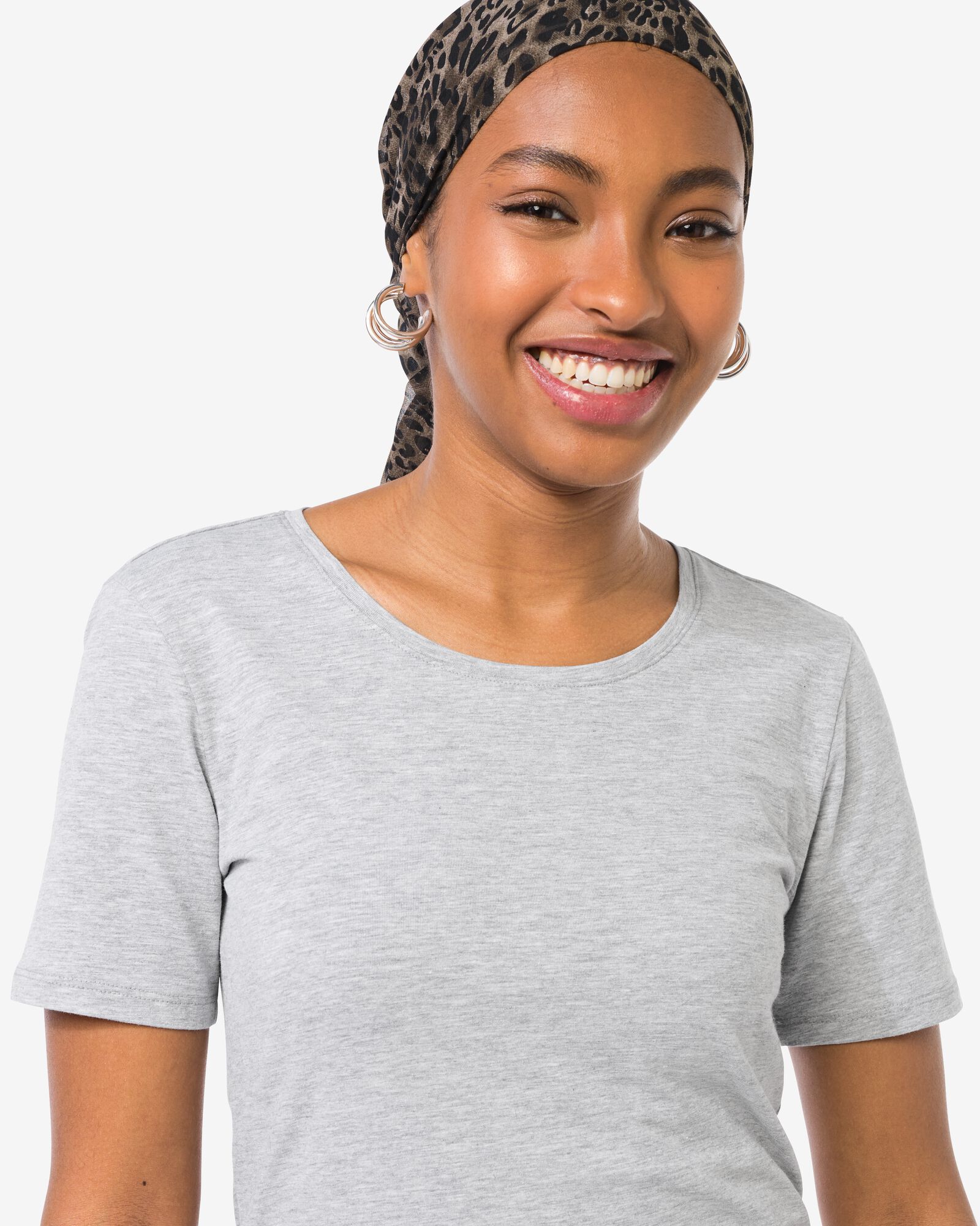 t-shirt femme slim fit col rond gris clair gris clair - 36300380LIGHTGREY - HEMA