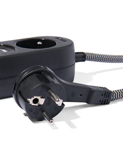 stekkerdoos 2-voudig met USB 1.5m zwart - 81010019 - HEMA