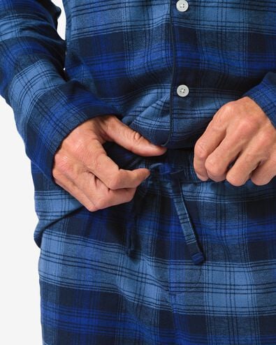 Herrenpyjama aus Flanell, kariert blau blau - 23634430BLUE - HEMA