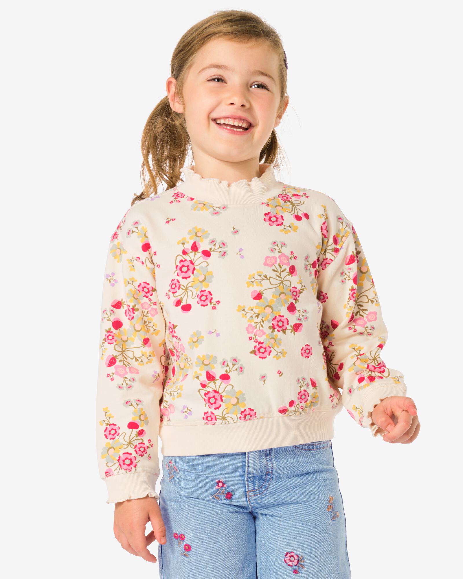 pull enfant tissu sweat fleurs  &eacute;cru &eacute;cru - 30842332ECRU - HEMA