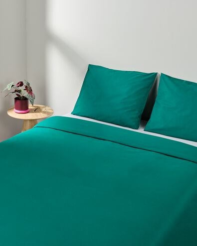 housse de couette 200x200/220 coton doux vert foncé - 5750183 - HEMA