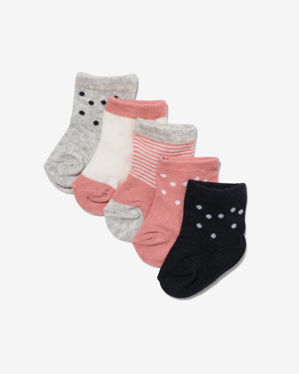 5 paires de chaussettes bébé rose rose - 1000018744 - HEMA