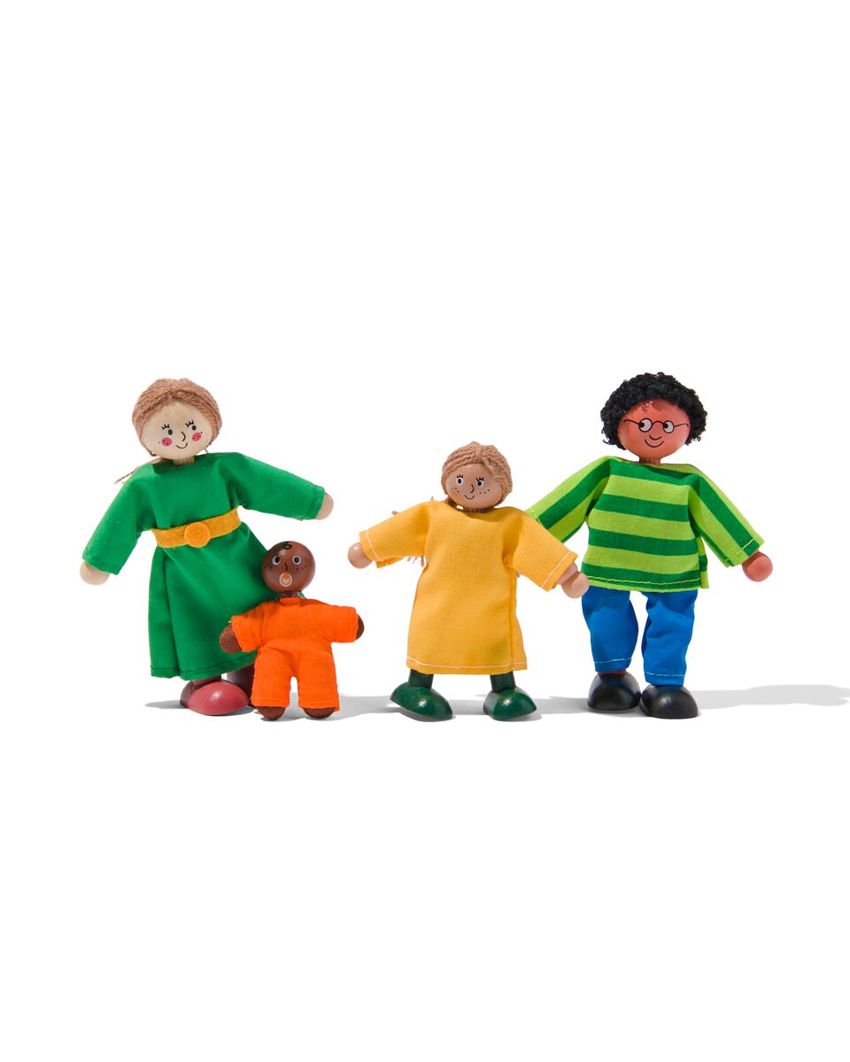 famille de 4 poupées en bois pour maison de poupées - 15130058 - HEMA