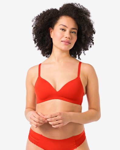 soutien-gorge pr&eacute;form&eacute; sans armatures microfibre recycl&eacute;e rouge - 21820315RED - HEMA
