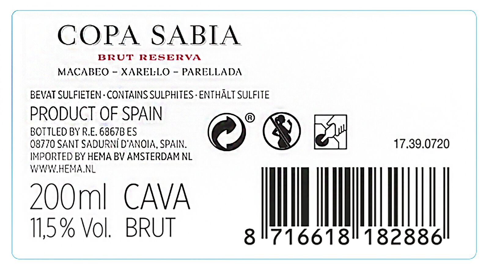 Copa Sabia cava brut 0.2L - 17390720 - HEMA