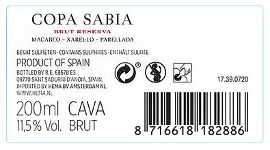 Copa Sabia cava brut 0.2L - 17390720 - HEMA