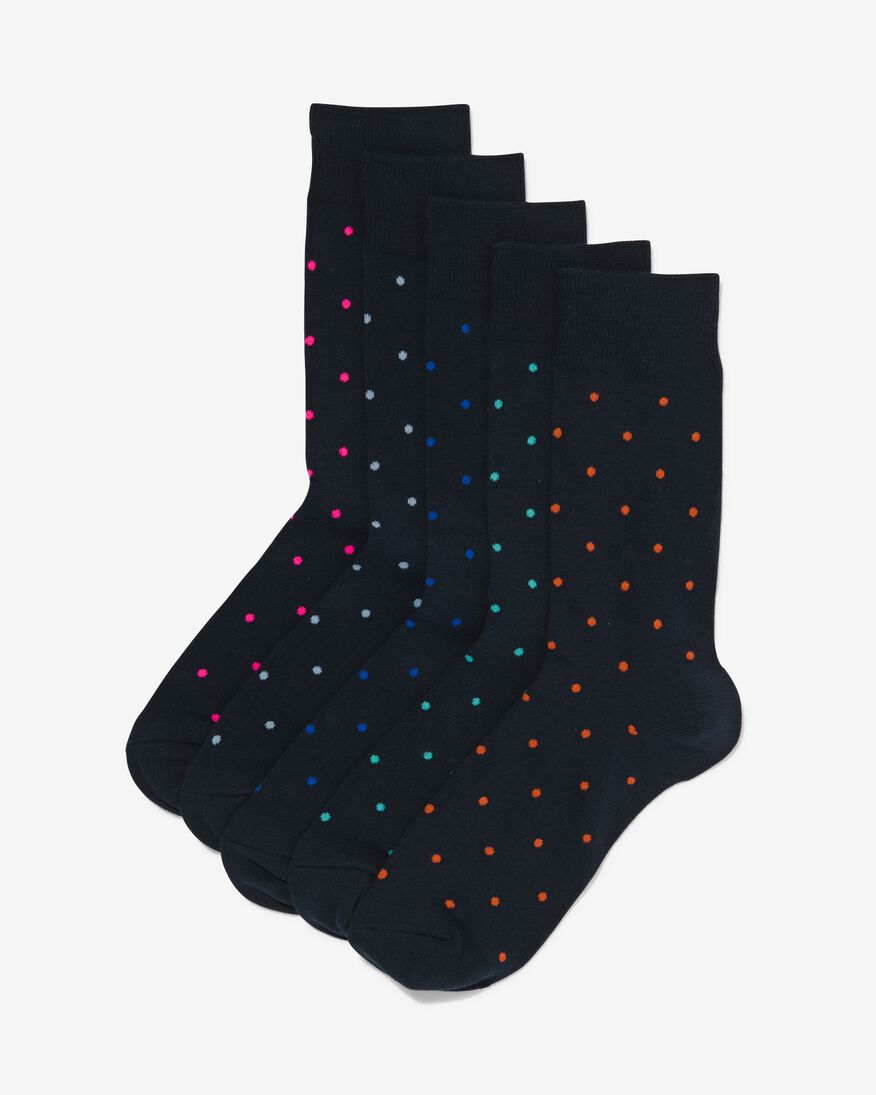 5er-Pack Herren-Socken, mit Baumwolle, Punkte dunkelblau dunkelblau - 1000030647 - HEMA