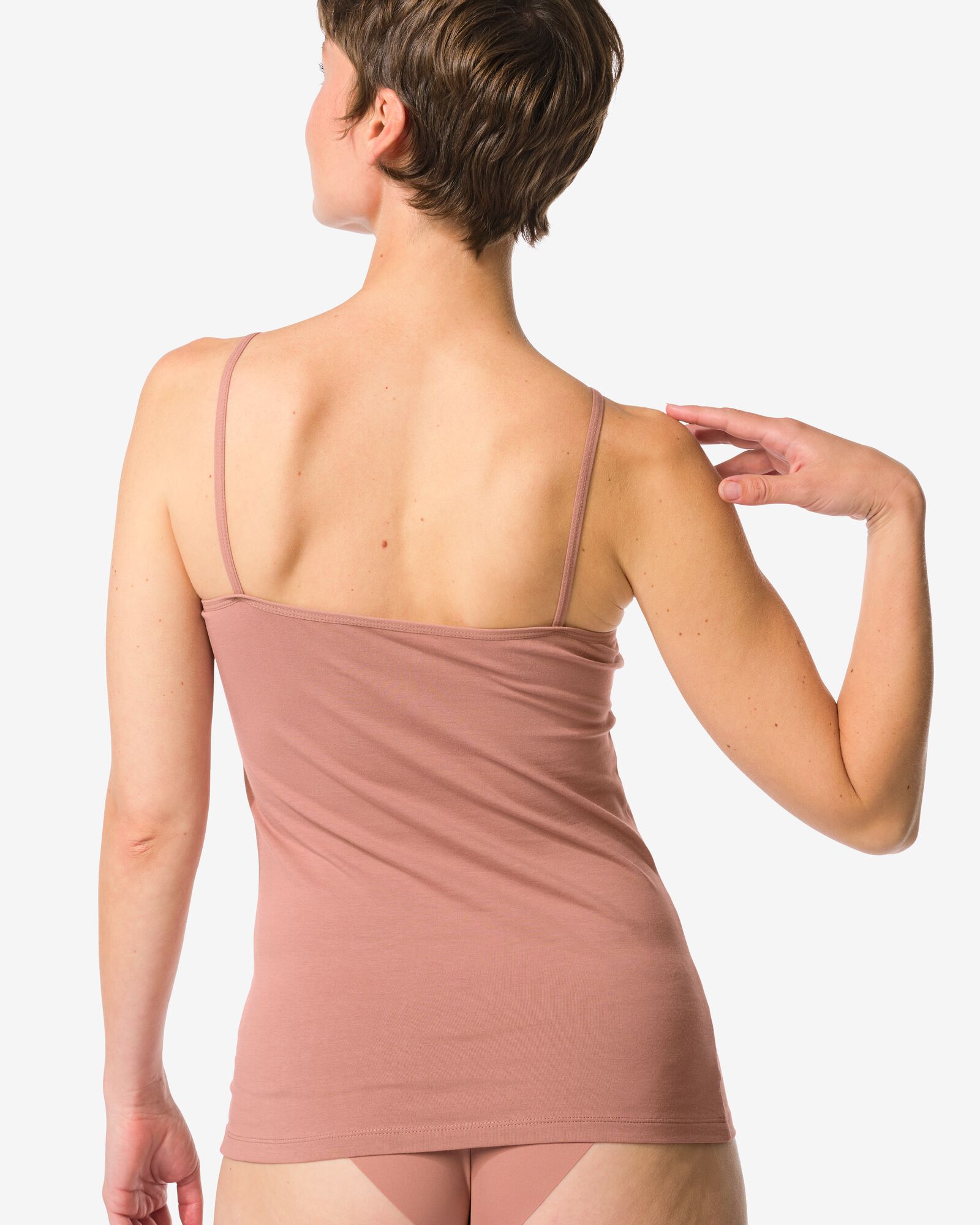 Damenhemd aus Baumwolle mit Spaghettitr&auml;gern hellbraun - 19690554LIGHTBROWN - HEMA