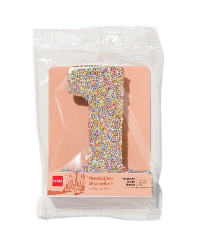 chocolade feestcijfer 1 met discodip - 10360002 - HEMA