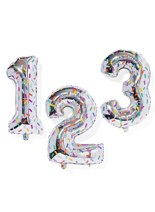 ballon alu chiffres 0-9 confettis XL argent&eacute; argent&eacute; - 2000000454 - HEMA