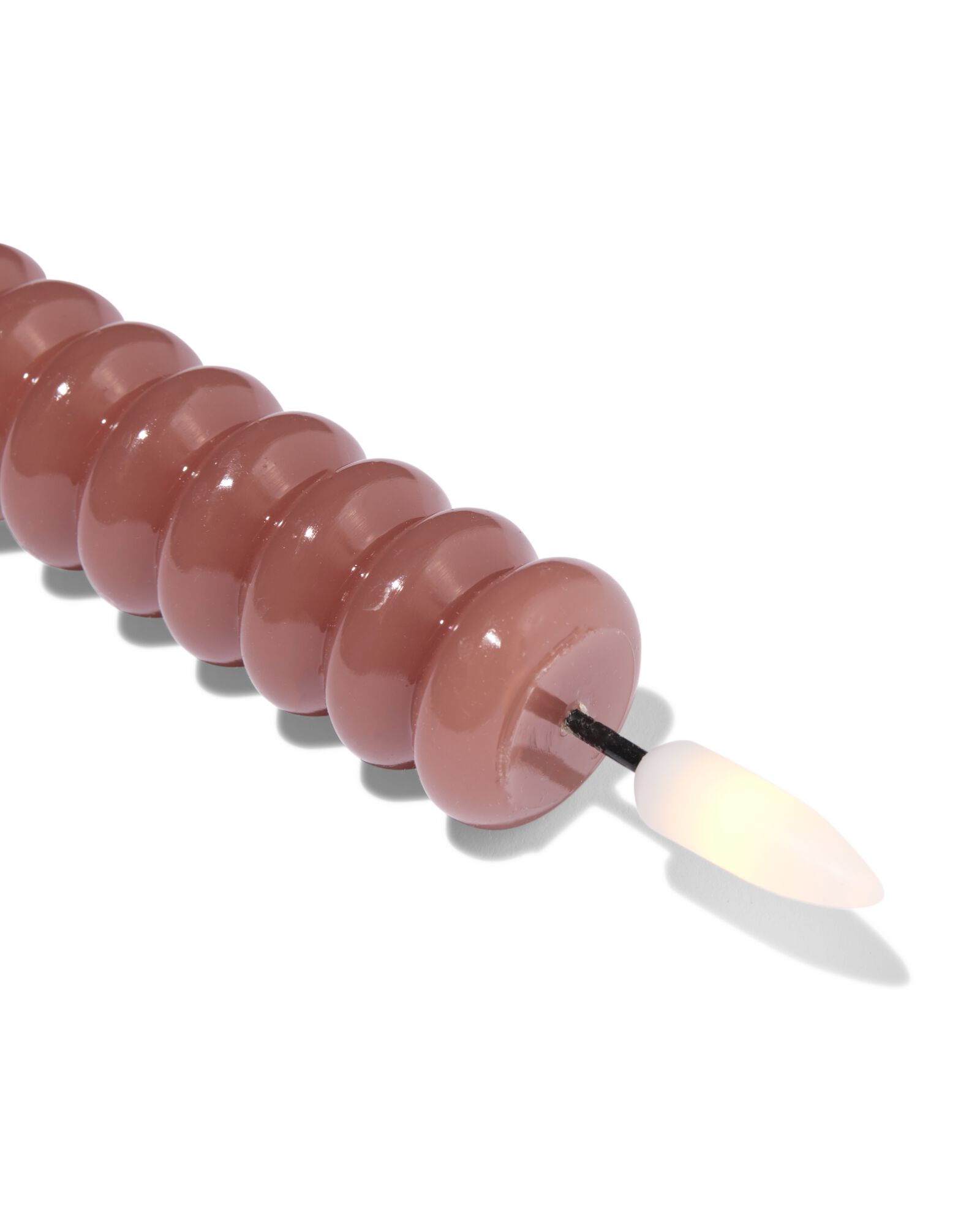 led-dinerkaars ⌀2.3x29cm ribbel bruin - 13550159 - HEMA