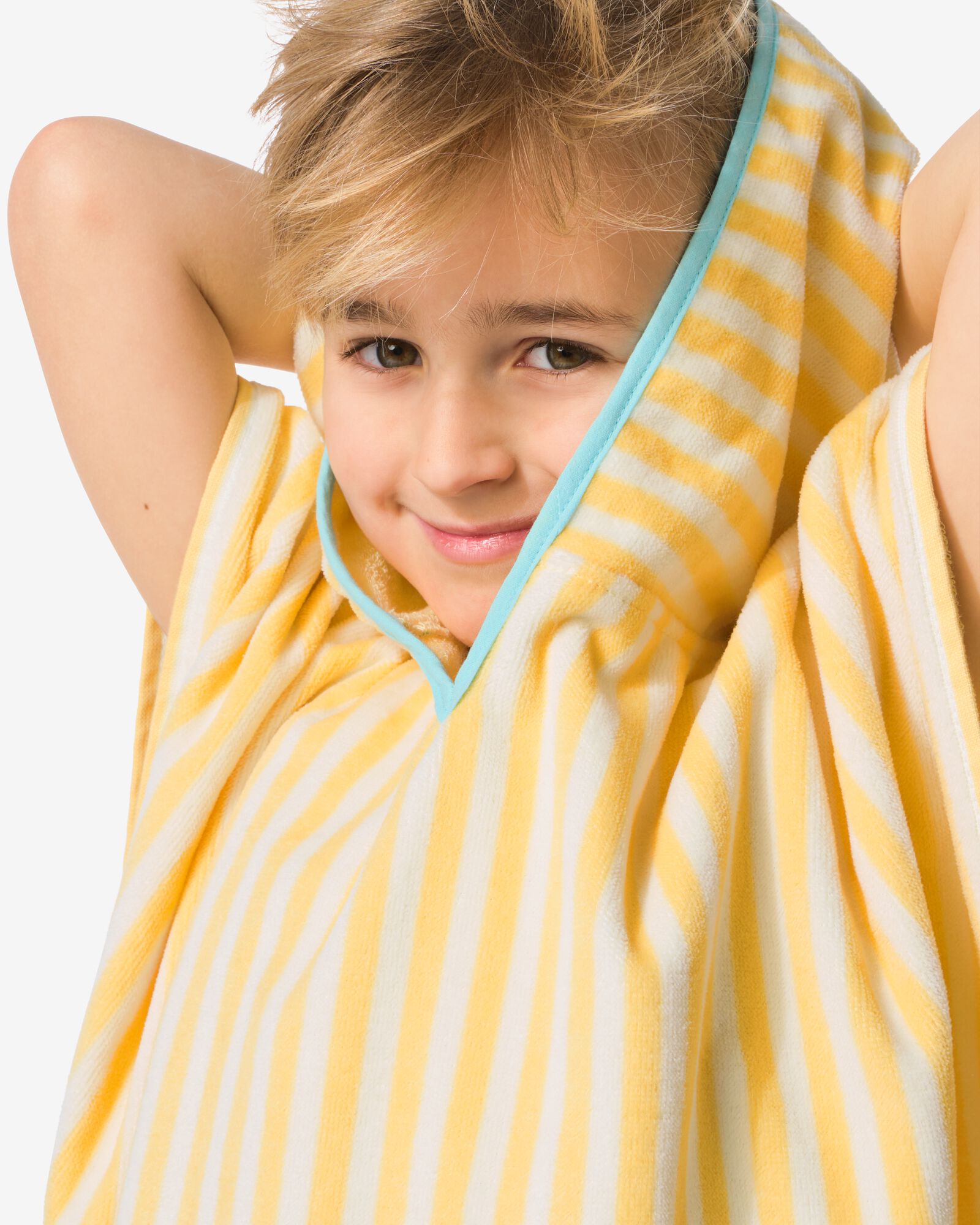 Kinderponcho 68 x 78 cm, Velours mit Krokodilstreifen - 5200255 - HEMA