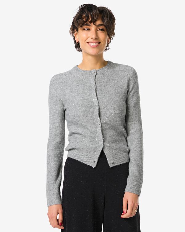 cardigan femme Gia paillettes gris moyen gris moyen - 36205830MIDGREY - HEMA