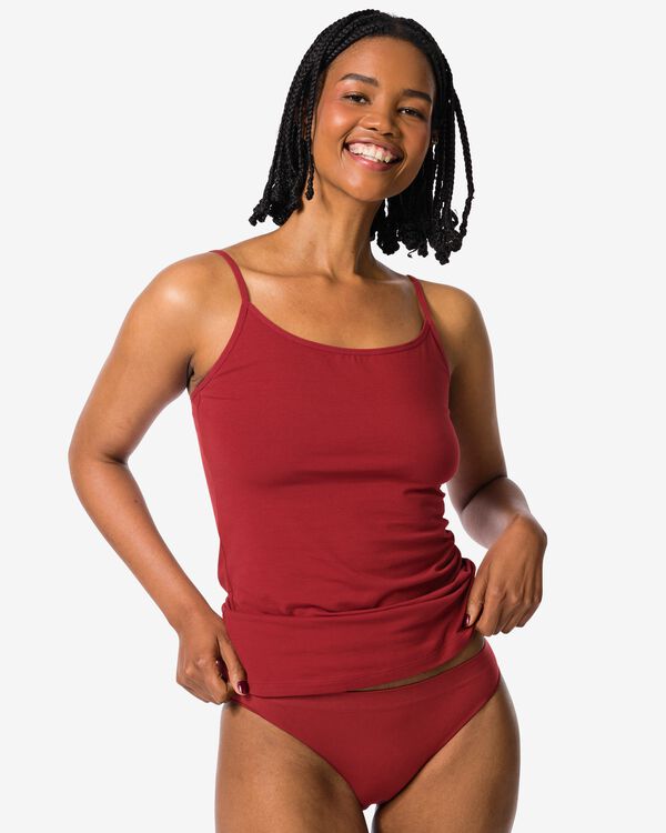 d&eacute;bardeur femme coton bretelles spaghetti rouge fonc&eacute; rouge fonc&eacute; - 19681524DARKRED - HEMA