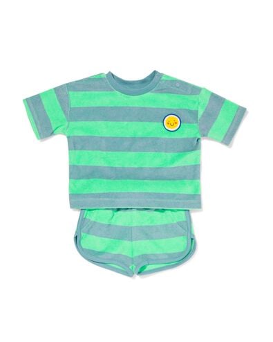 babykledingset badstof strepen felgroen felgroen - 33140080BRIGHTGREEN - HEMA
