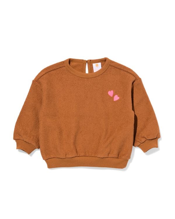 babysweater hartjes bruin bruin - 33038670BROWN - HEMA