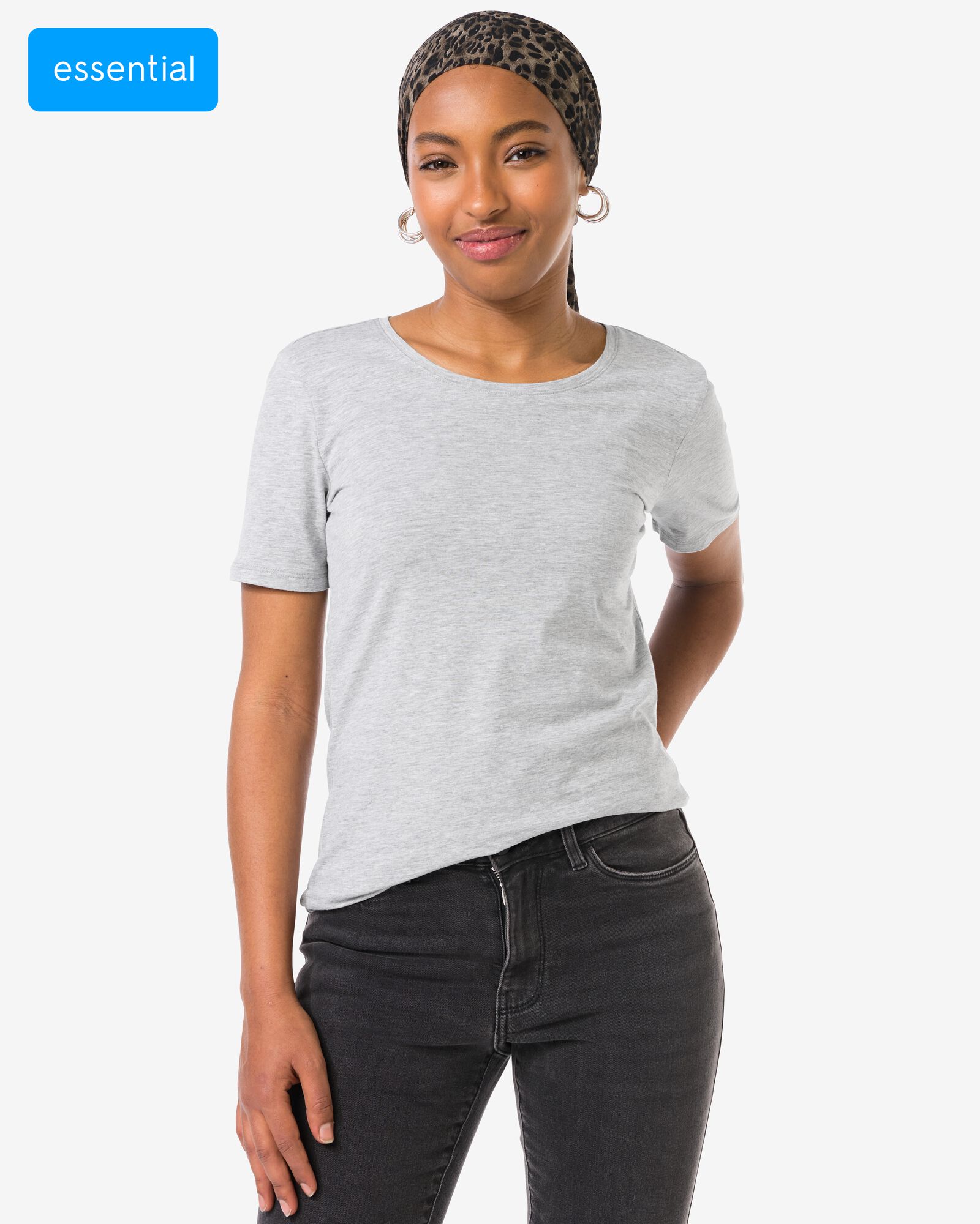 t-shirt femme slim fit col rond gris clair gris clair - 36300380LIGHTGREY - HEMA
