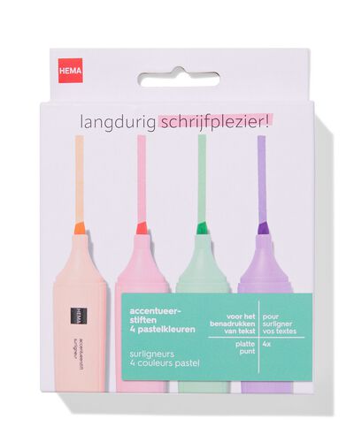 4er-Pack Textmarker, Pastellfarben - 14400400 - HEMA