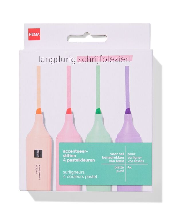 accentueerstiften pastelkleuren - 4 stuks - 14400400 - HEMA