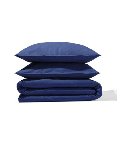 housse de couette 200x200/220cm coton h&ocirc;tel percale bleu fonc&eacute; - 5750168 - HEMA