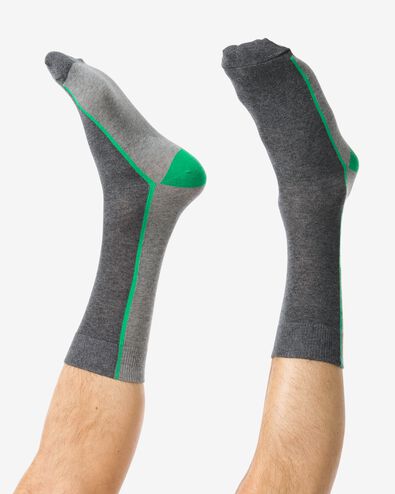 heren sokken met katoen kleurblokken grijsmelange 43/46 - 4102622 - HEMA