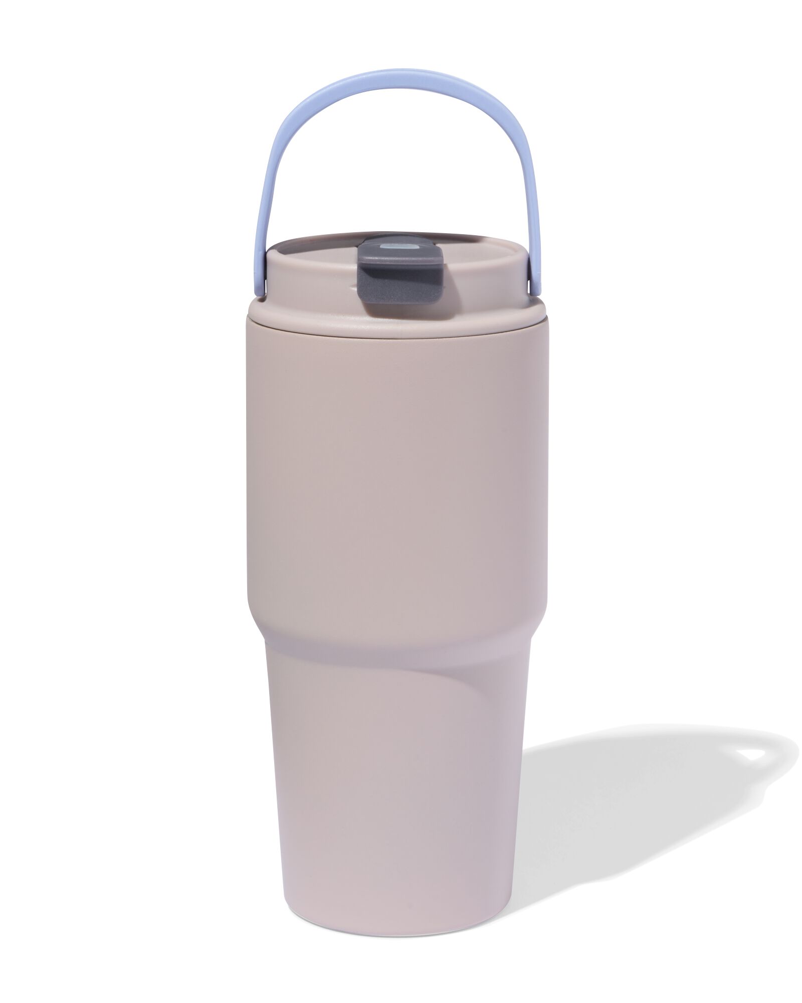 Trinkbecher mit Trinkhalm, 600 ml, Edelstahl, grau - 80650267 - HEMA