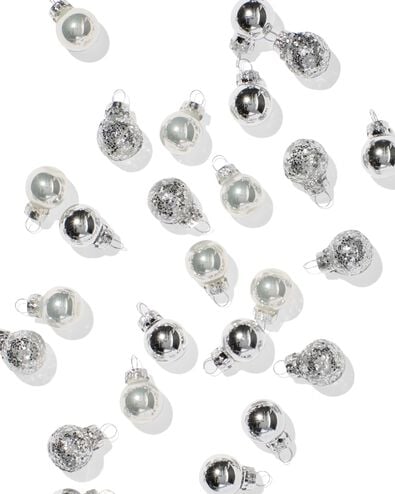 boules de No&euml;l 3,2 cm verre mini argent&eacute; - 36 pi&egrave;ces - 25100195 - HEMA
