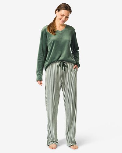pantalon femme à rayures en velours vert foncé vert foncé - 23401236DARKGREEN - HEMA