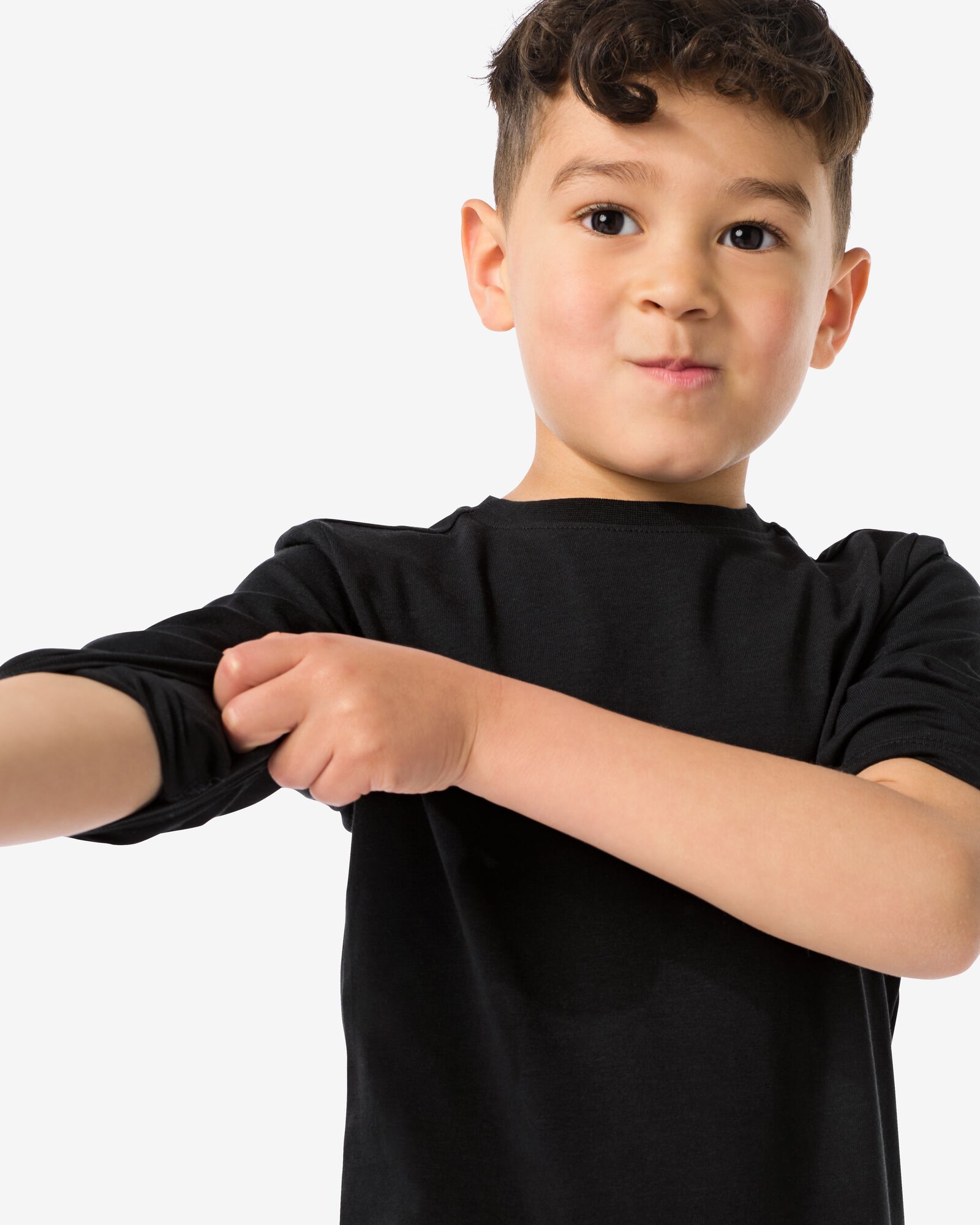2 t-shirts basics enfant coton stretch noir noir - 30729334BLACK - HEMA