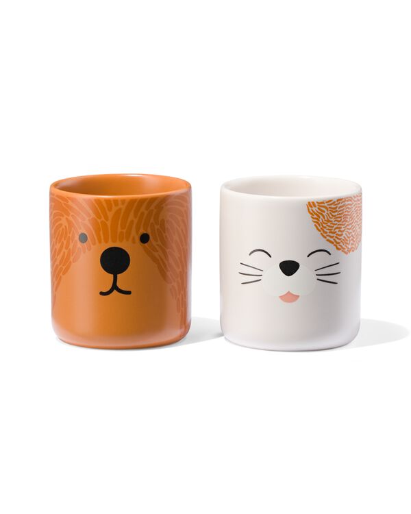 2 petites tasses espresso en céramique chien/chat - 61110275 - HEMA