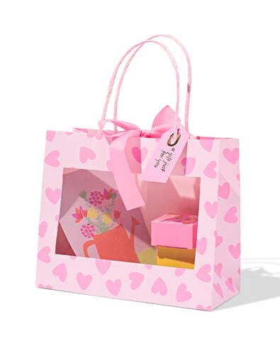 cadeautas 24x11x20cm hartjes roze   - 61100298 - HEMA