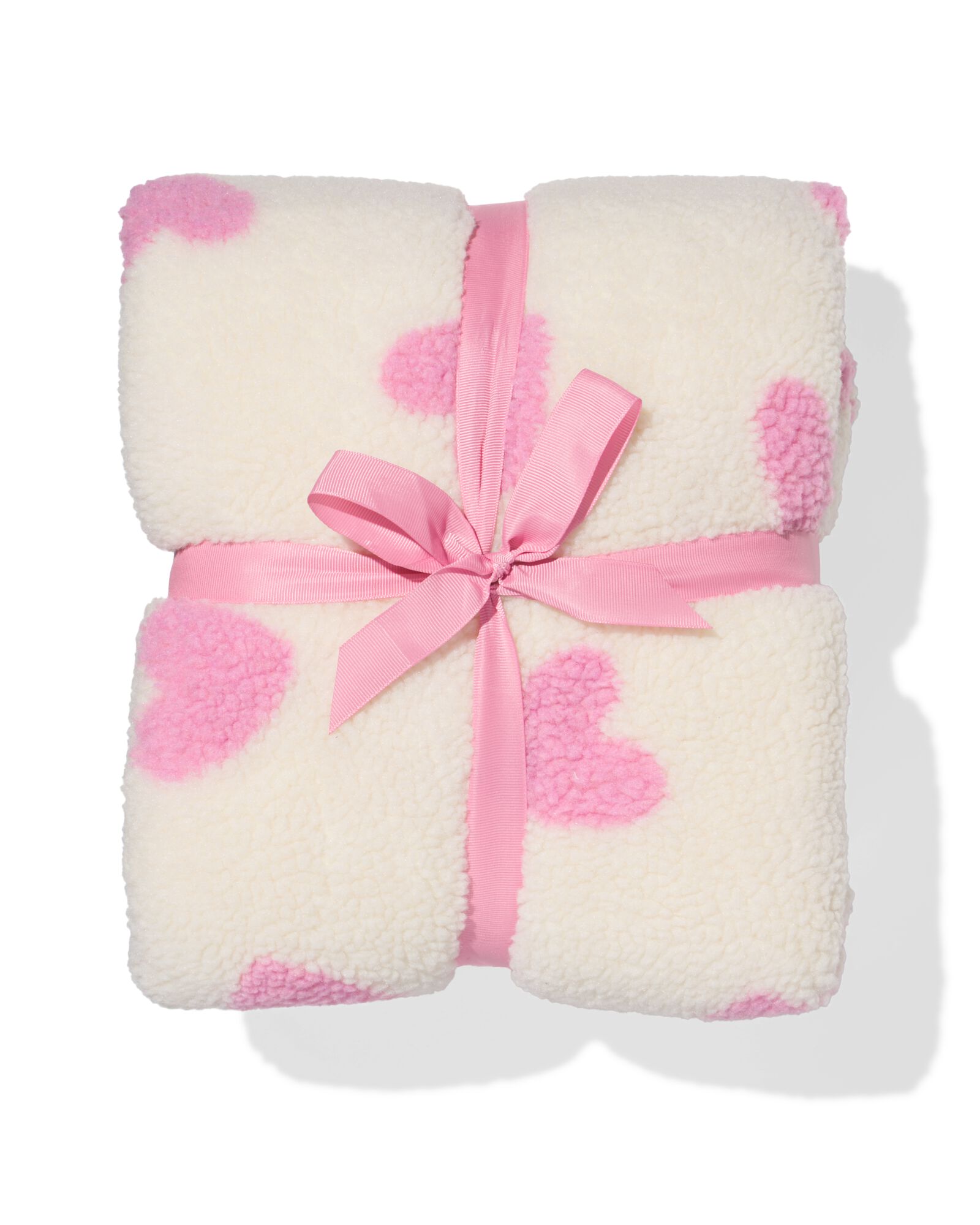 dames bankponcho one size fleece met capuchon en zakken hartjes - 61100241 - HEMA