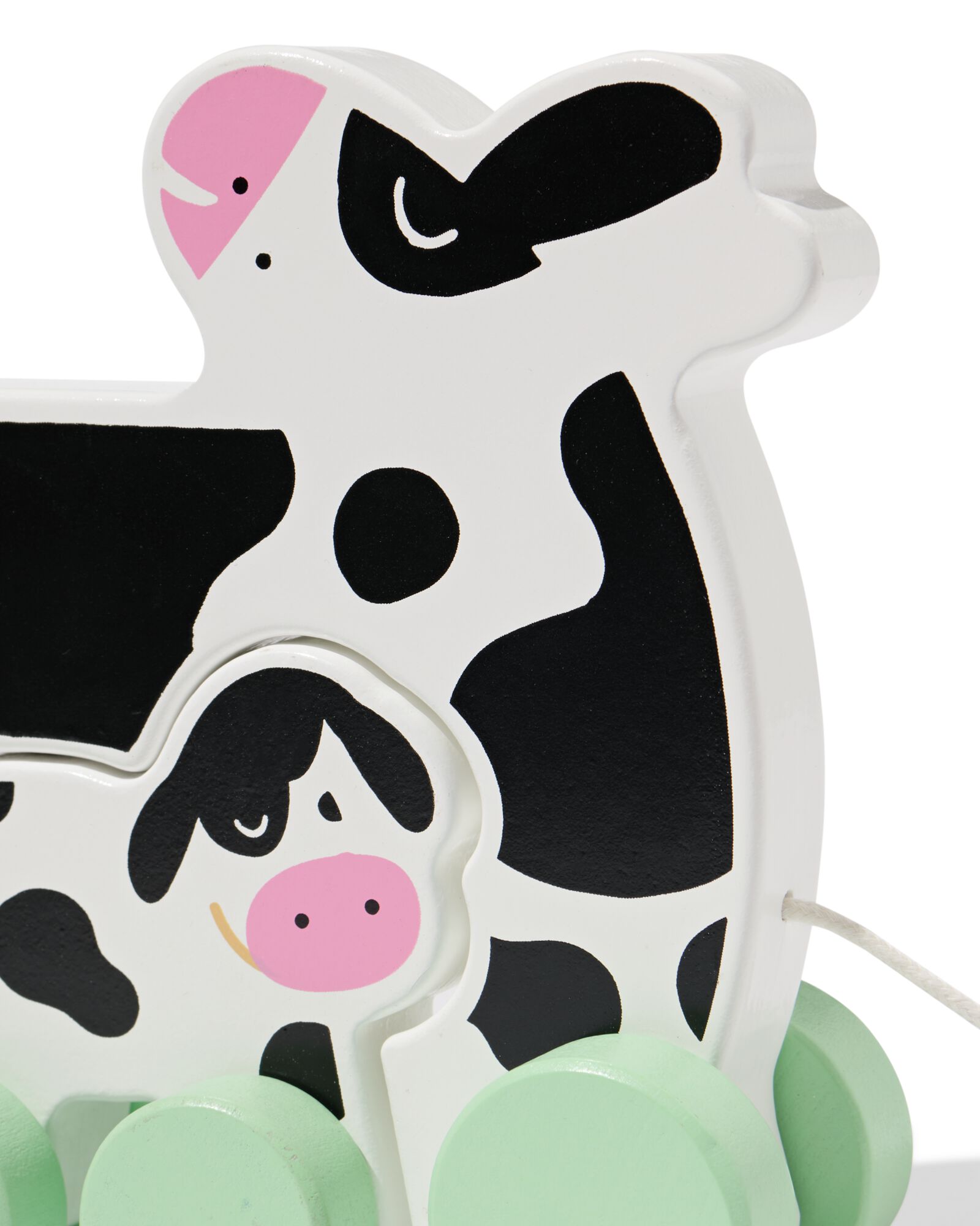 animal &agrave; tirer (b&eacute;b&eacute;) vache 17x15,5x5,5cm bois - 15100204 - HEMA