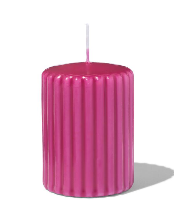 Stumpenkerze 6&nbsp;&times;&nbsp;8 cm gerippt Neonrosa - 13503106 - HEMA