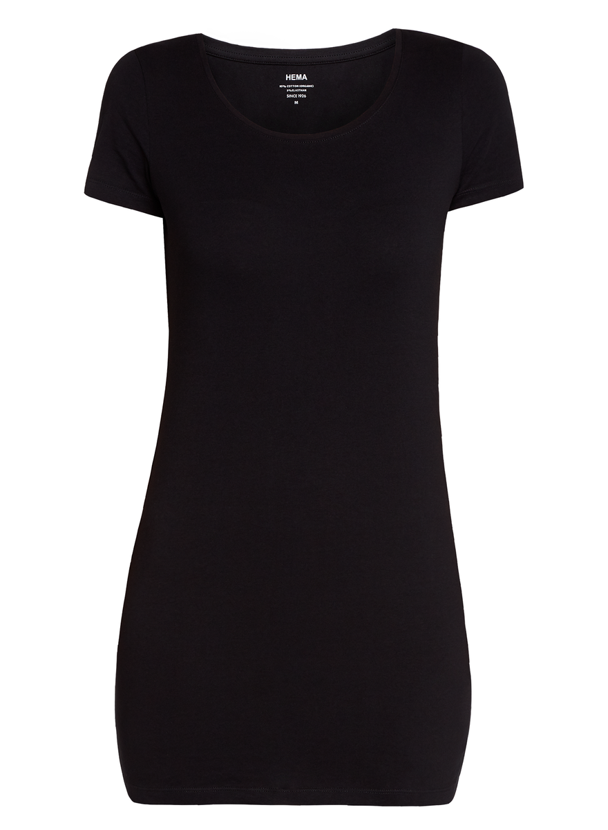 t-shirt femme extra long noir XXL - 36364641 - HEMA