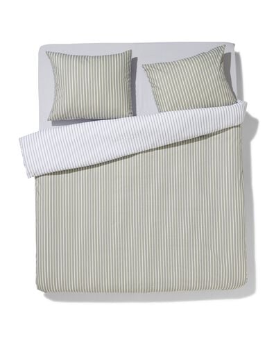 housse de couette 240x200/220cm coton doux ray&eacute; vert - 5790175 - HEMA