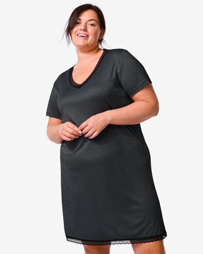 chemise de nuit femme avec viscose noir M - 23400246 - HEMA