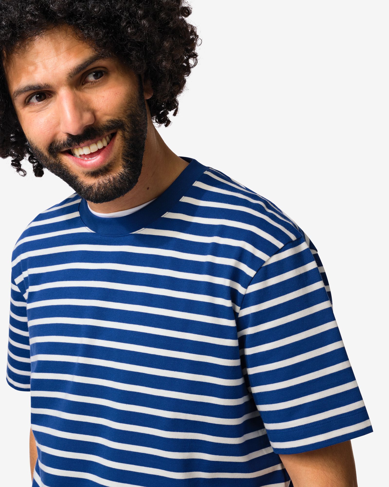 Herren-T-Shirt Elias Relaxed Fit gestreift blau blau - 2129840BLUE - HEMA