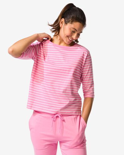 haut de pyjama femme jersey rayures rose rose - 23401660PINK - HEMA