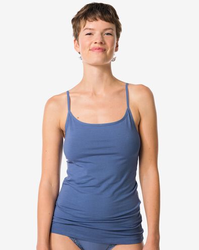 d&eacute;bardeur femme coton bretelles spaghetti bleu bleu - 19621539BLUE - HEMA