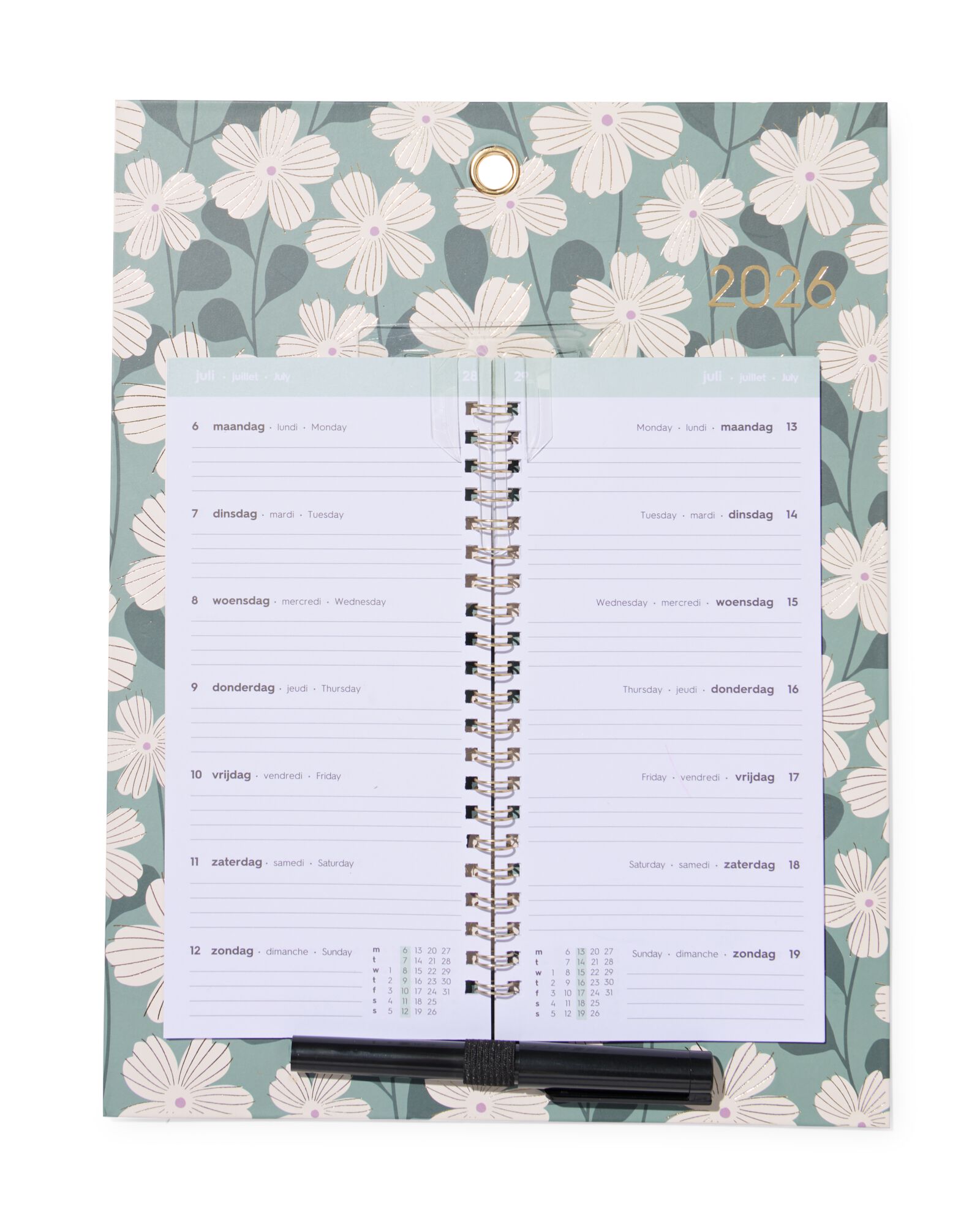 calendrier hebdomadaire 30x23cm fleurs - 14500602 - HEMA